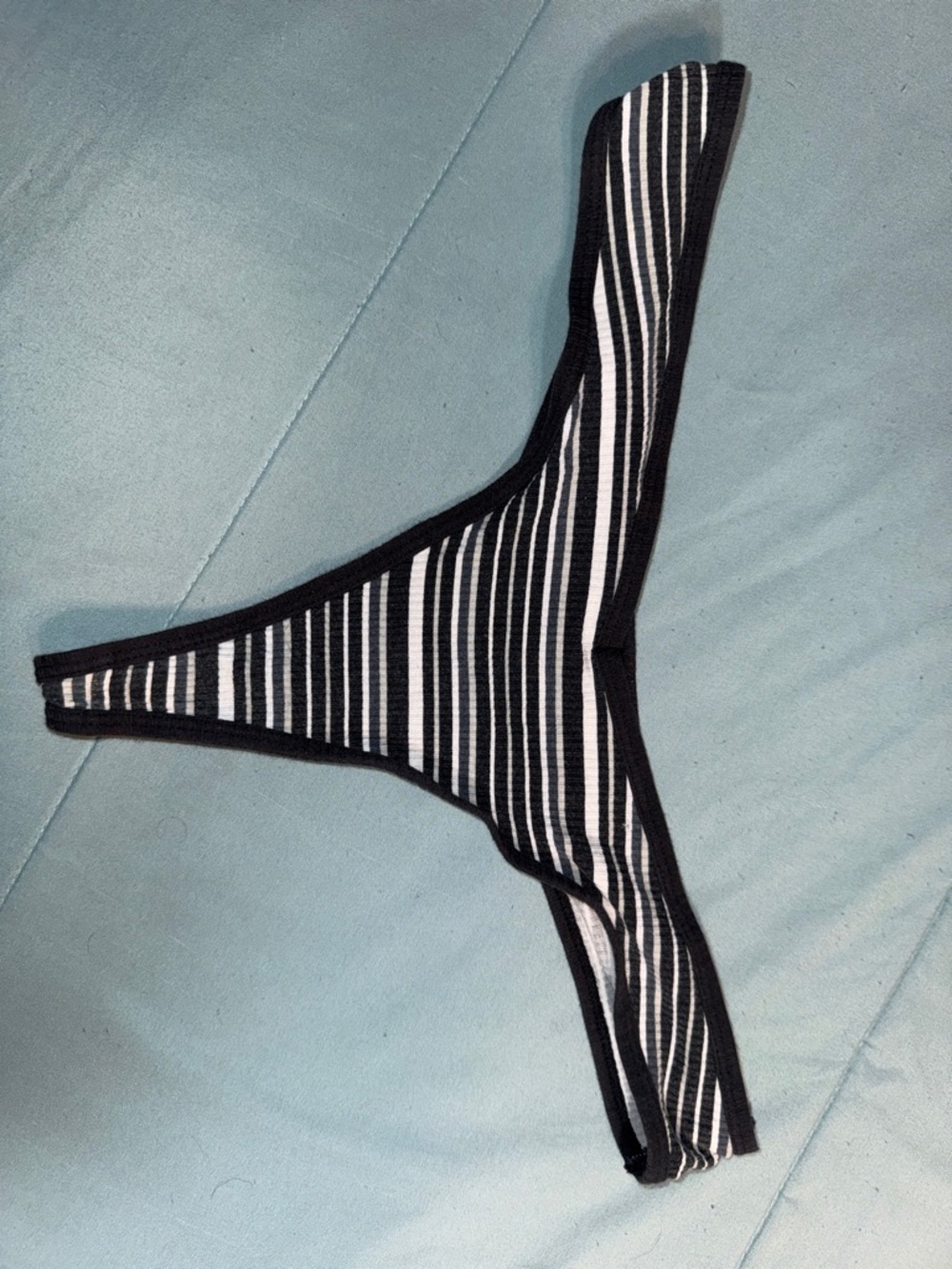 No Boundaries Black and White Striped Thong Panty